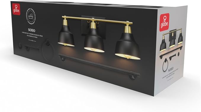 Globe Electric 63000204 5-Piece All-in-One Bathroom Accessory Set, 3-Light - Image 10