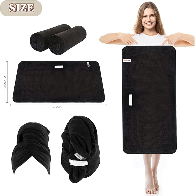 SUNLAND Microfiber Hair Towels Anti Frizz Hair Drying Towel Super Absorbent - Image 5