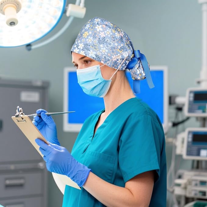 CEYAZYE 6 Pcs Satin Lined Scrub Caps Women Nurse, Surgical Hats - Image 7