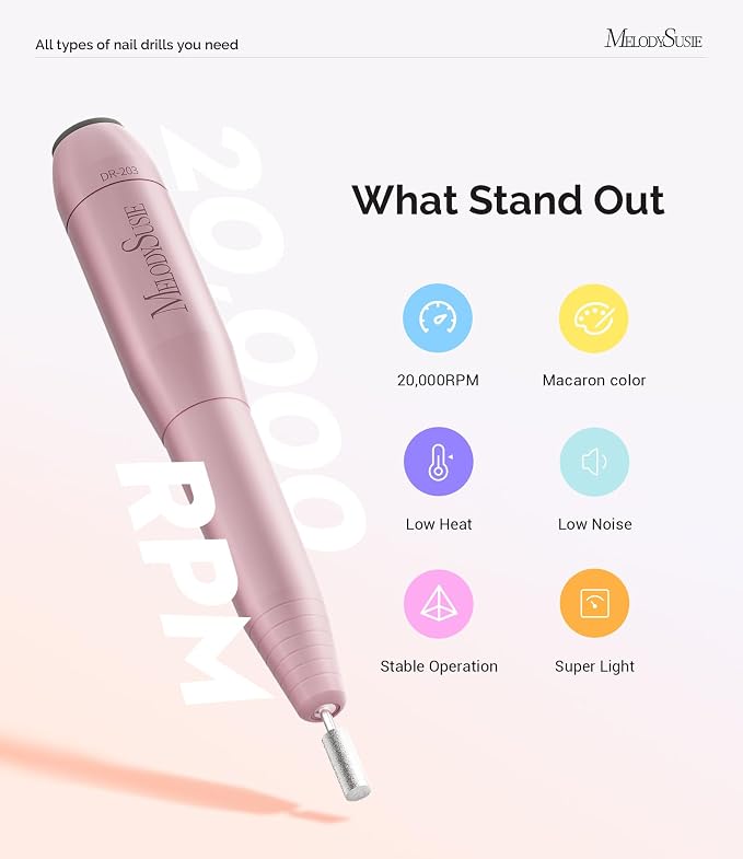 MelodySusie Pen-Shaped Portable USB Nail Drill, PC120I 20000RPM Electric Nail - Image 5