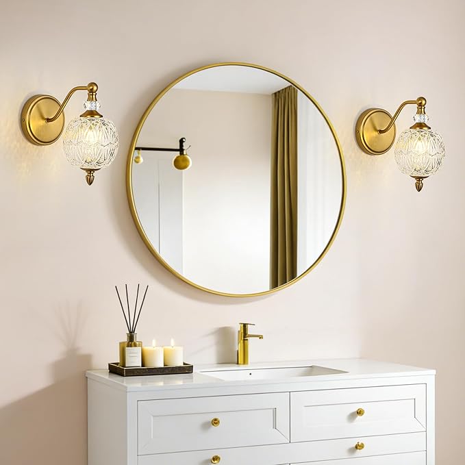1 Piece Vintage Wall Sconce, 1-Light Mid Century Matte Brass Finish Wall Sconce - Image 8