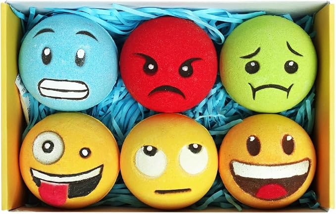 HZEX Large Emotion Face Bath Bombs Set of 6 – Fun Emoji-Inspired Spa Fizzies – - Image 8