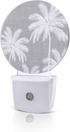 Night Lights Auto Sensor Tropical Palm Trees Night Light Grey Linen Coastal by Home+L6