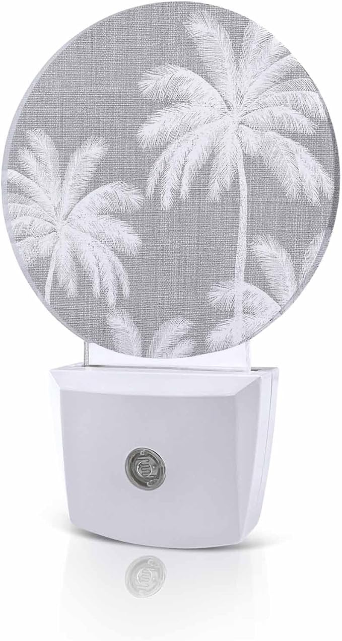 Night Lights Auto Sensor Tropical Palm Trees Night Light Grey Linen Coastal by Home+L6