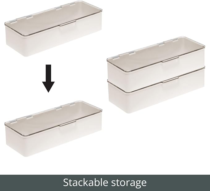 mDesign Long Plastic Cosmetic Storage Organizer Box Containers, Hinged Lid - Image 5
