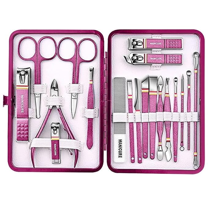Manicure Pedicure Set, 19-Piece Premium Stainless Steel Grooming Kit Crafted - Image 7