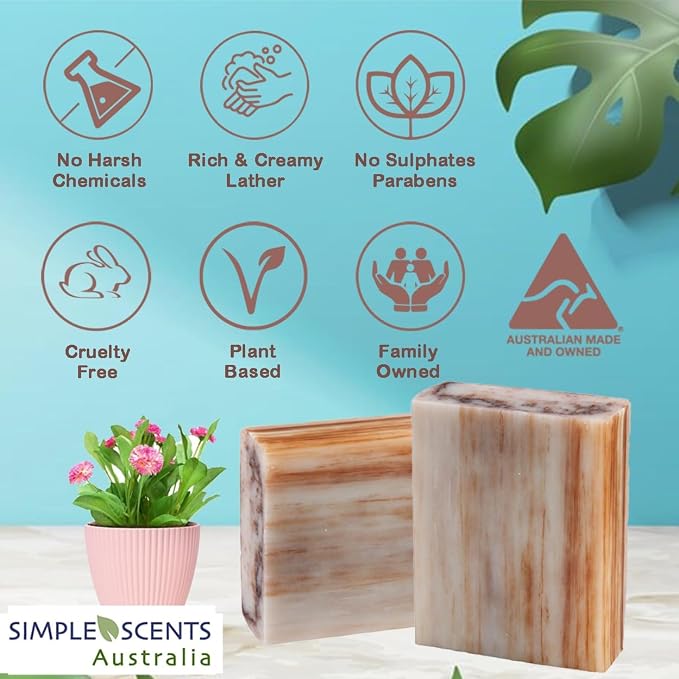 Simple Scents Australia Patchouli Scented Natural Soap Bars, 3.5oz Moisturizing - Image 3