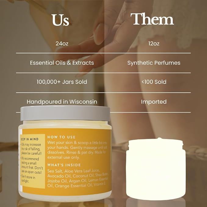 Bare Botanics Lemon Orange Body Scrub 24oz | Made in Madison, WI | All Natural - Image 6
