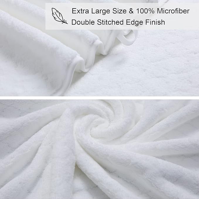 8-Piece White Bath Towels Set, 2 Oversized Large Bath Towels Sheet, 2 Hand - Image 7