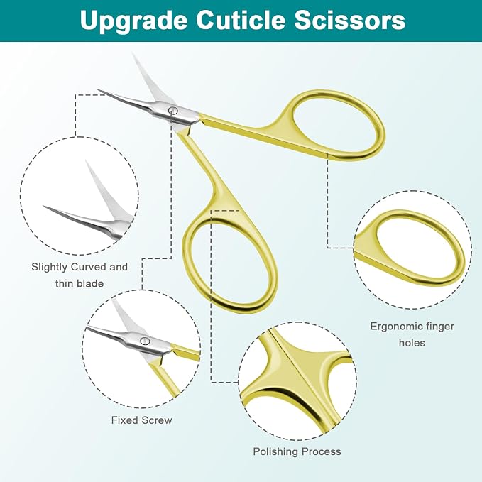 Lermende Cuticle Scissors Extra Fine Curved, Portable Stainless Steel Manicure - Image 2