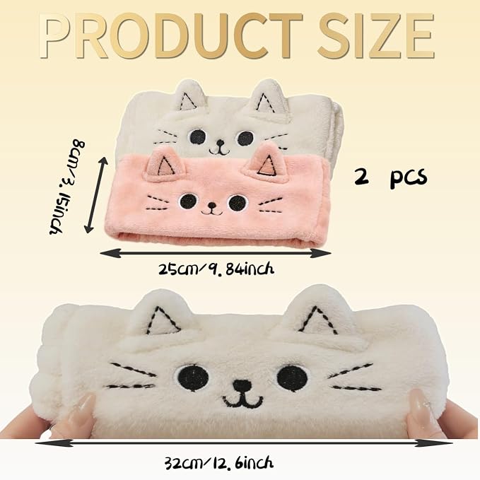 2 PCS Cute Cat Ear Spa Headband - Image 2
