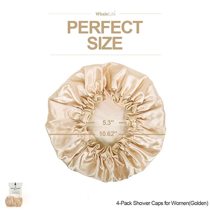 Shower Cap for Women Reusable Extra Large Shower Cap for Men Satin Double Layer - Image 5