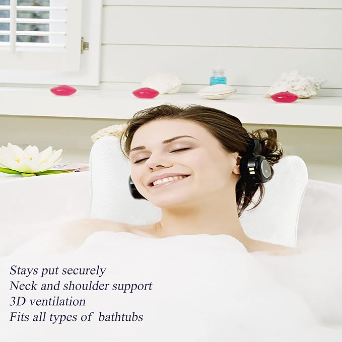 Bathtub Pillow, Non Slip, Breathable Soft, Comfortable Head Neck Support - Image 6