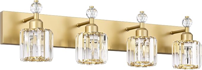 PRESDE Crystal 4 Bathroom Vanity Light Modern Gold Vanity Light Fixture Wall by HOME