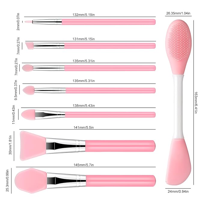 8Pcs Silicone Face Mask Brush Set, Double-Sided Silicone Face Scrubber - Image 2