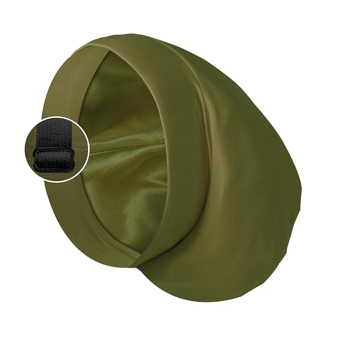 Satin Bonnet Silk Lined Sleep Cap- Adjustable Hair Cover by Blueelf