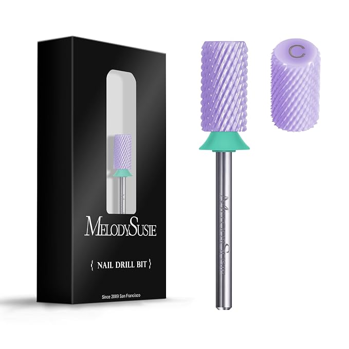MelodySusie Ceramic Nail Drill Bits, 3/32'' Chamfer Flat Top Large Barrel Bits by MelodySusie