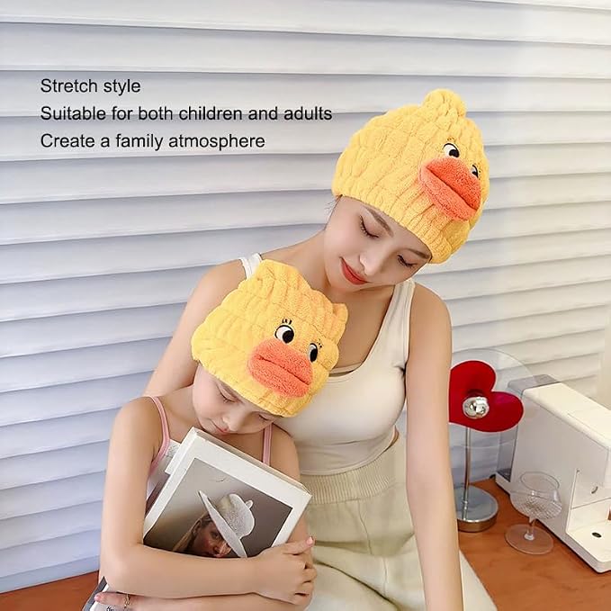 2-Pack Ultra Absorbent Boys Duck Hair Dry Wrap Towel, Cute Animal Quick Drying - Image 2