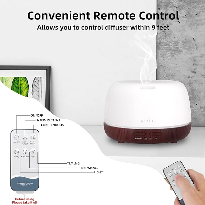 SEEDSEEL 300ML Essential Oil Diffuser, Aromatherapy Diffuser - Image 3