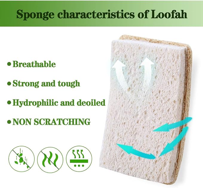Loofah Dish Sponges Kitchen, Organic Natural Sponges - Image 4