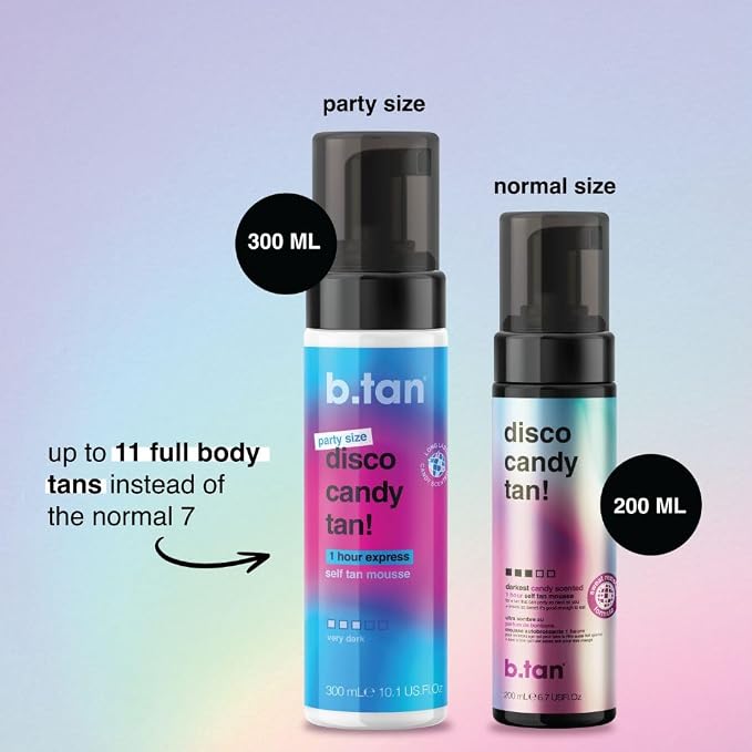 b.tan Large Candy Scented Self Tanner Mousse | Party Size Disco Candy Tan - Image 2