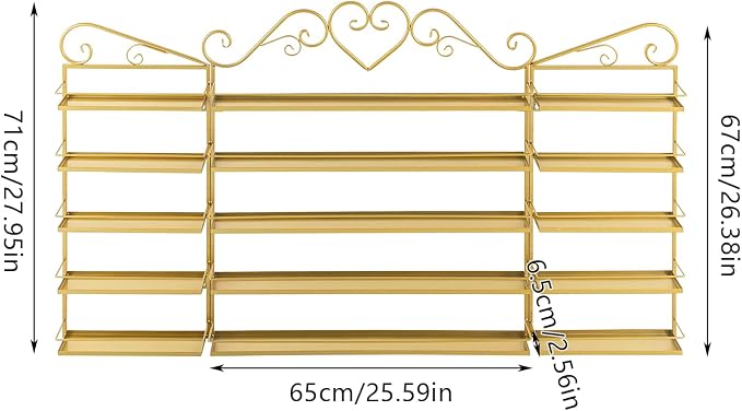 5-Tier Wall-Mounted Nail Polish Storage Racks Set of 3, Metal Cosmetic Display - Image 3