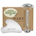 Bare Botanics Stainless Steel Gua Sha & Face Roller Set | Dual Facial Tools by BareBotanics