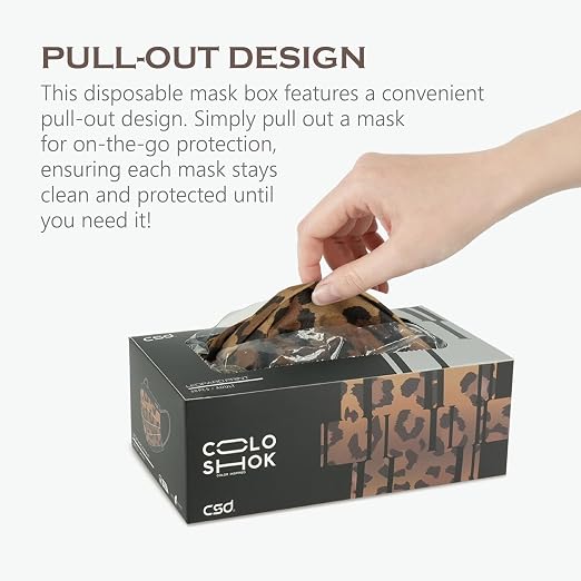 CSD Colo 30 Pcs Leopard Print Disposable Face Masks, 3 Ply Adult Mask - Image 2