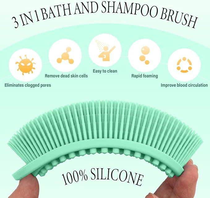 3 Pack Silicone Body Scrubber, Soft Silicone Loofah, Exfoliating Body Scrubber - Image 2