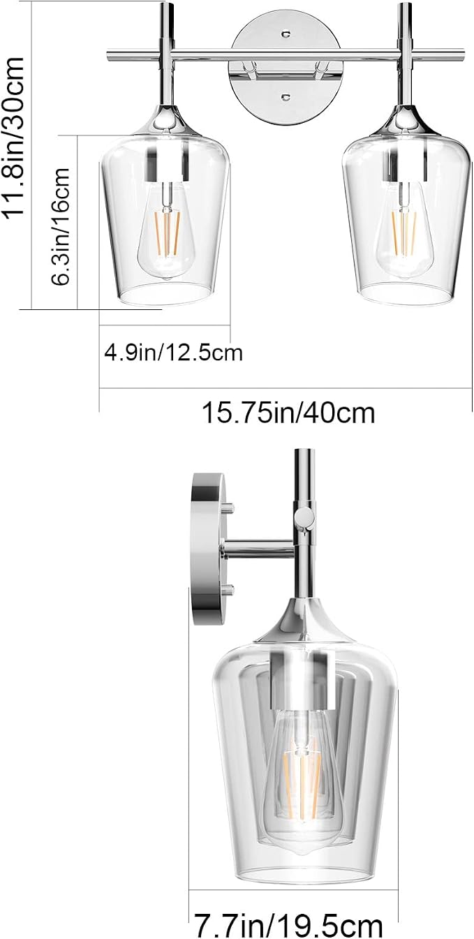 Ralbay Chrome Bathroom Light Fixtures 2-Lights - Image 4