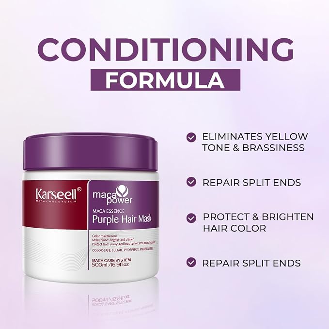 Karseell Purple Hair Mask, 16.90 oz | Blonde Hair, Neutralizes Brass, - Image 3