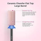 MelodySusie Ceramic Nail Drill Bits, 3/32'' Chamfer Flat Top Large Barrel Bits - Image 3