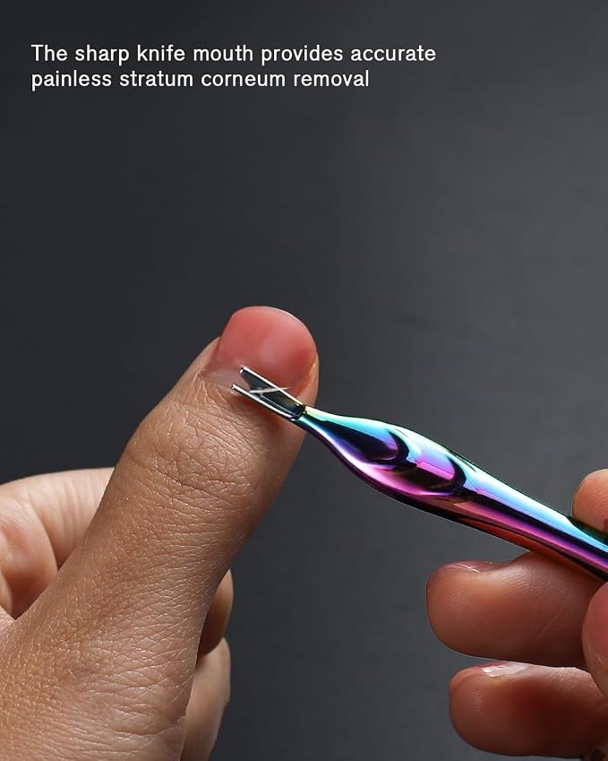 FERYES Cuticle Pusher with Fork, 2-in-1 Cuticle Trimmer Nail Care Tool - Image 4