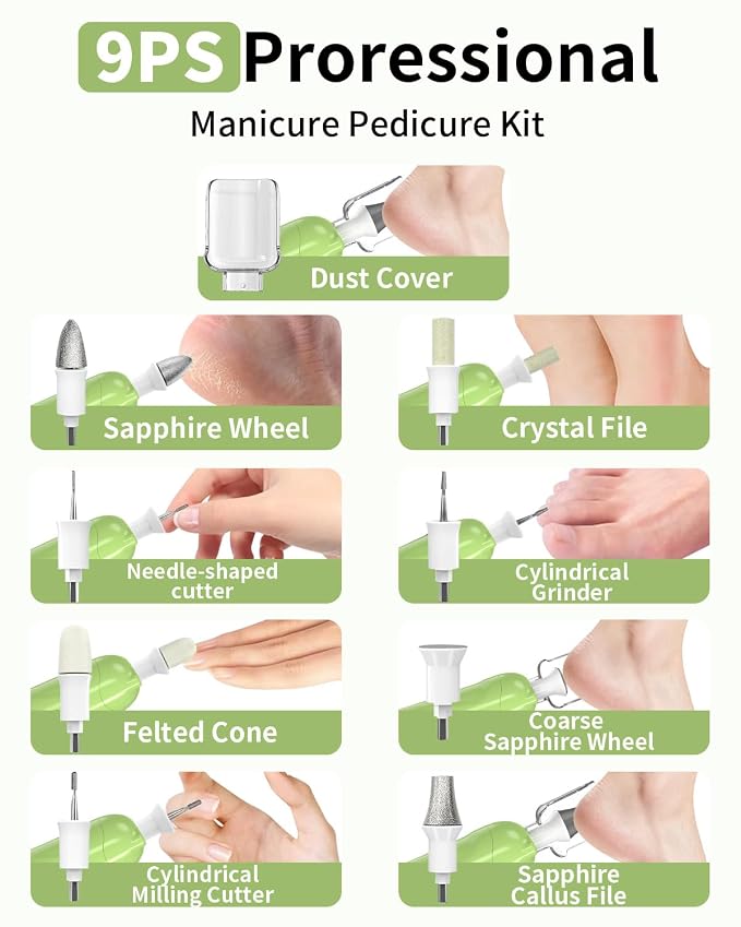 Professional Manicure Pedicure Kit, Cordless Electric Nail File Set, - Image 5