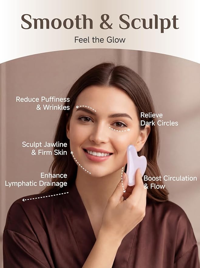 Rena Chris 2PCS Gua Sha Facial Tools: Jade Stone Guasha Tool - Image 4