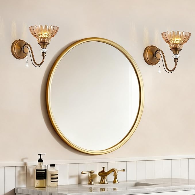 1 Piece Vintage Wall Sconce, 1-Light Matte Antique Brass Finish Wall Sconce - Image 8