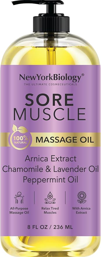 New York Biology Sore Muscle Massage Oil 8 Fl Oz – Made by New+York+Biology