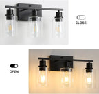 Bathroom Vanity Light Fixtures, 3-Light Matte Black Bathroom Lights, Wall - Image 4