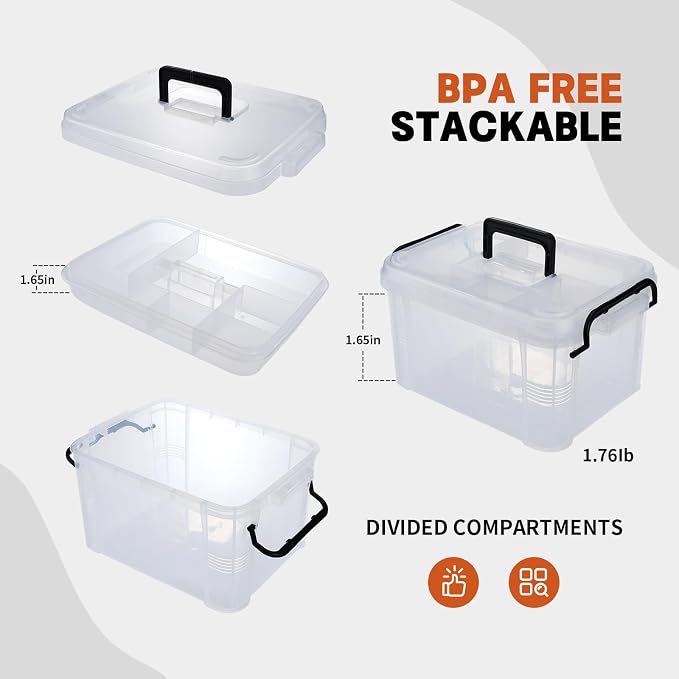 HEY FOLY 15qt Clear Medicine Organizer Storage Box, Plastic First Aid Box Empty - Image 4