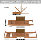 Teak Bathtub Caddy Tray for Tub, Foldable Luxury Bath Table Tray - Image 3