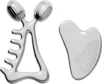 Gua Sha Facial Tools & Face Roller Set, Stainless Steel Facial Massager Tools by Yeamon