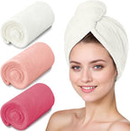 Microfiber Hair Towel Turban 3 Pack | Super Absorbent Quick Drying Hair Wrap by YHPDYL