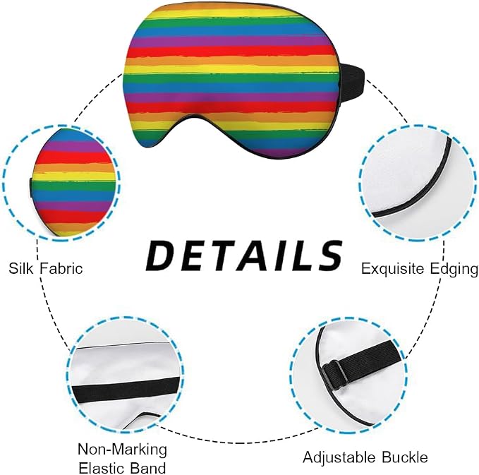 Rainbow Striped Sleep Eye Mask LGBT Flag Color Stripes Art Silk Eye Mask - Image 3