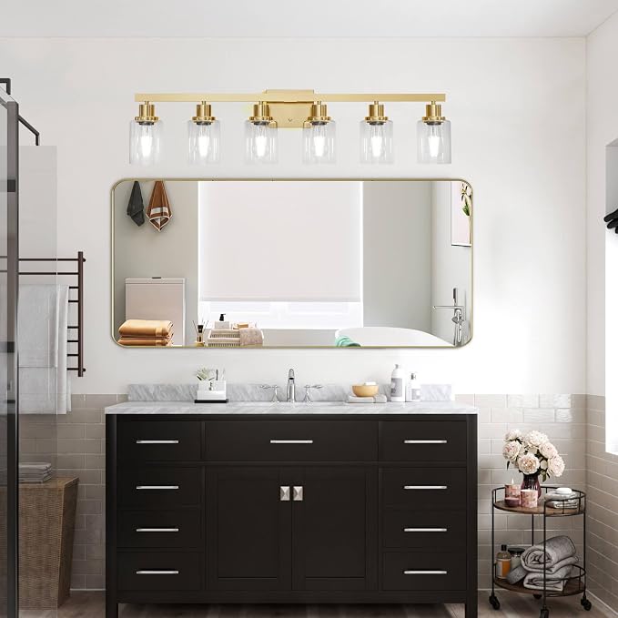 6 Light Gold Bathroom Vanity Light, Bathroom Light Fixtures - Image 9