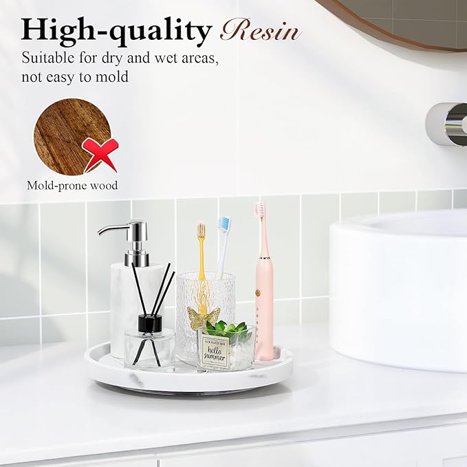 Luxspire Turntable Lazy Susan for Table Top, Marble Round Tray 10.63 inch - Image 4