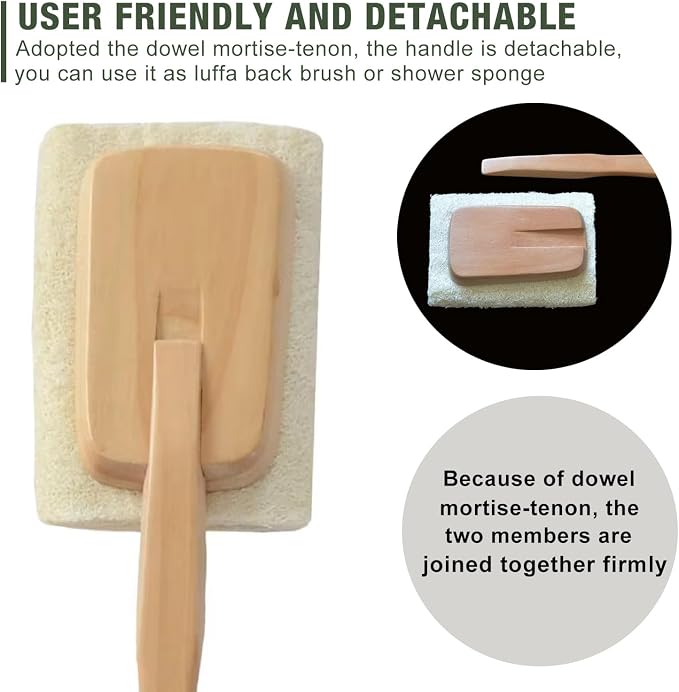 2 Pack Natural Exfoliating Loofah Luffa Loofa Bath Brush On a Stick, Shower - Image 4