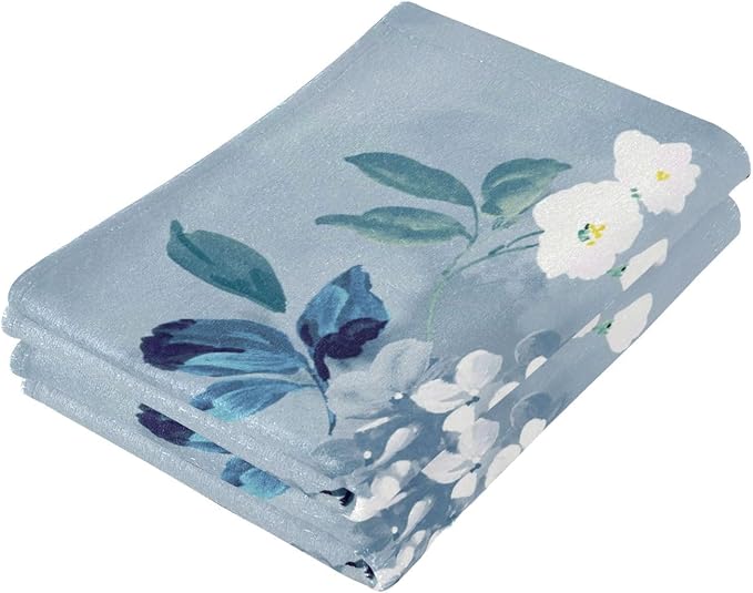 Blue White Floral Botanical Hand Towels - Image 7