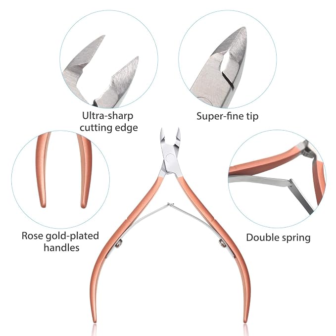 Mudder 3 Pack Rose Gold Cuticle Trimmer Nippers Cutter Tool Stainless Steel - Image 5