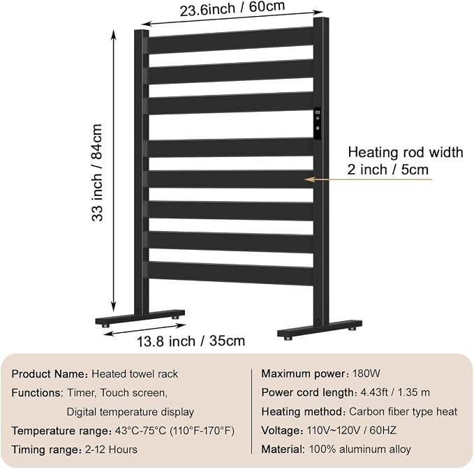 Verida Towel Warmer for Bathroom, Heated Towel Rack, Upgraded Extra-Wide - Image 7