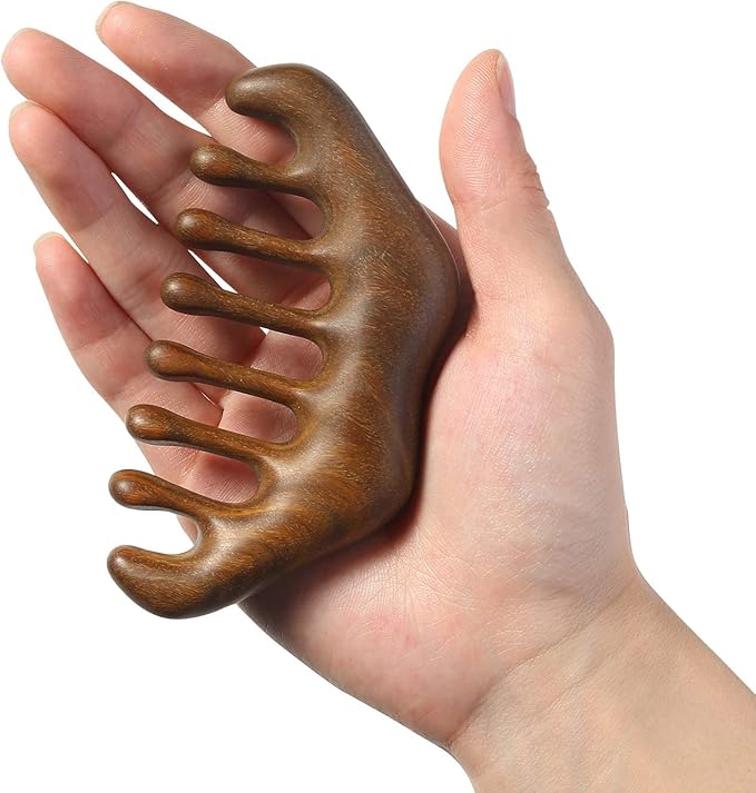 OULIGET Massage Wooden Comb, Wood Wide Tooth Hair Comb, Scraping Scalp Massage - Image 4